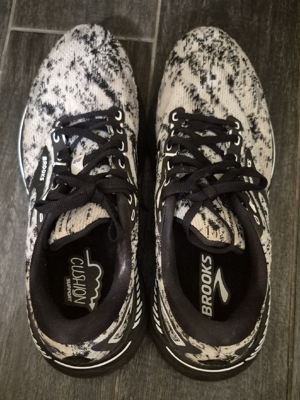Brooks Black and White Knit Running Sneakers